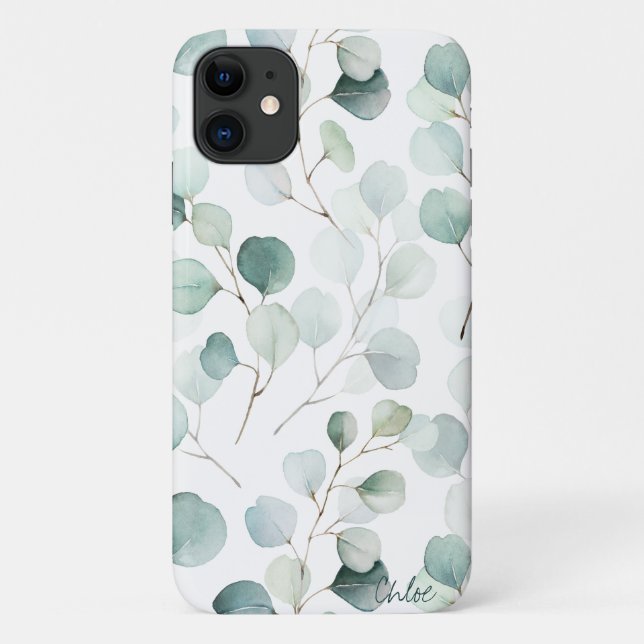 Botanical Eucalyptus Pattern Personalized Case-Mate iPhone Case (Back)