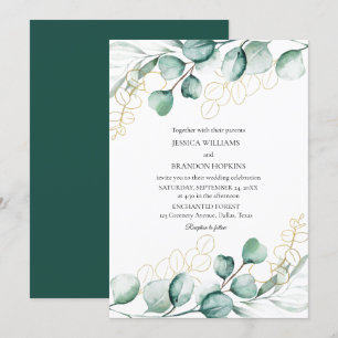 Botanical Eucalyptus Rustic Greenery Wedding Invitation