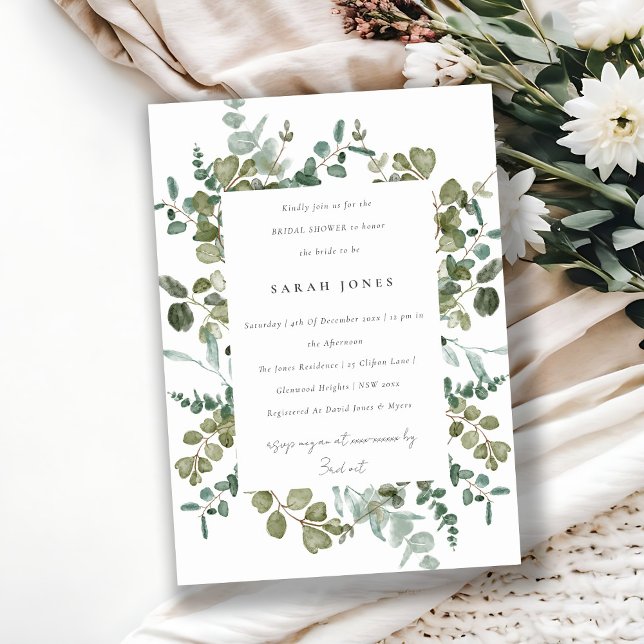 Botanical Eucalyptus Watercolor Bridal Shower Invitation (Creator Uploaded)