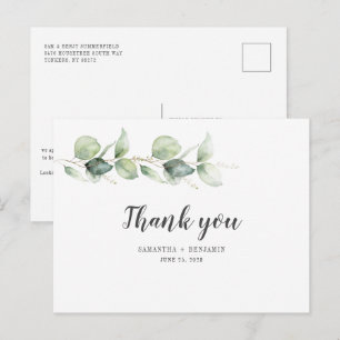 Botanical Eucalyptus Watercolor Foliage Wedding Postcard