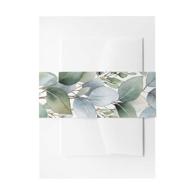 Botanical Eucalyptus Wedding Invitation Belly Band (Front Example)