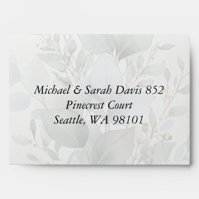 Botanical Eucalyptus Wedding Invitation Liner Sets Envelope (Front)