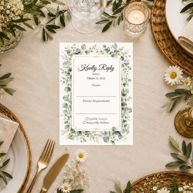 Botanical Eucalyptus Wedding RSVP Card (Creator Uploaded)