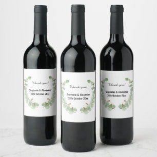 BOTANICAL EUCALYPTUS WREATH WINE LABEL