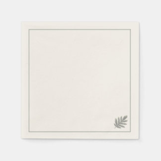 Botanical Evergreen Minimalist | Neutral Rustic Napkin