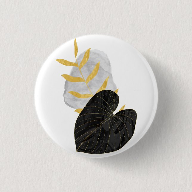 Botanical exotic jungle 1 inch round button (Front)