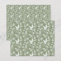 Botanical Exotic Jungle Sage Green Scrapbook Paper