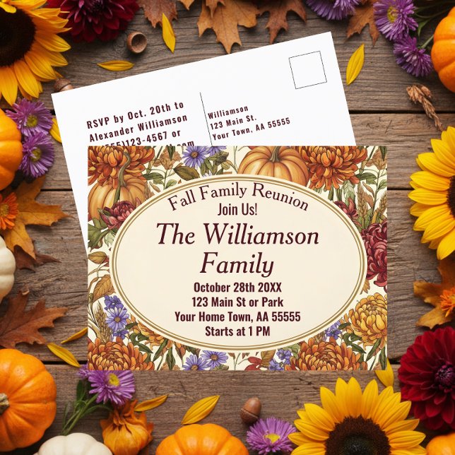Botanical Fall Floral Reunion Postcard (Creator Uploaded)