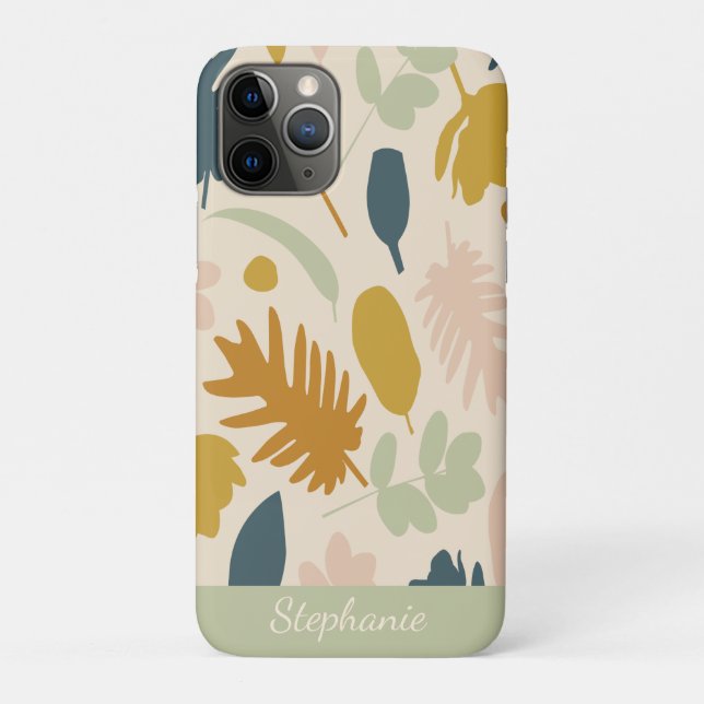 Botanical Fall Flowers Leaves Pattern Personalized Case-Mate iPhone Case (Back)