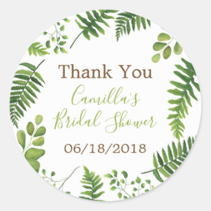 Botanical Fern Bridal Shower Favour Sticker
