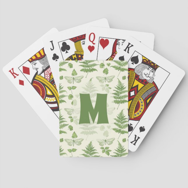 Botanical Fern Green Yellow Deck  Playing Cards (Back)
