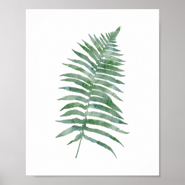 Botanical Fern Leaf Green Watercolor Nature Plant Poster (Front)