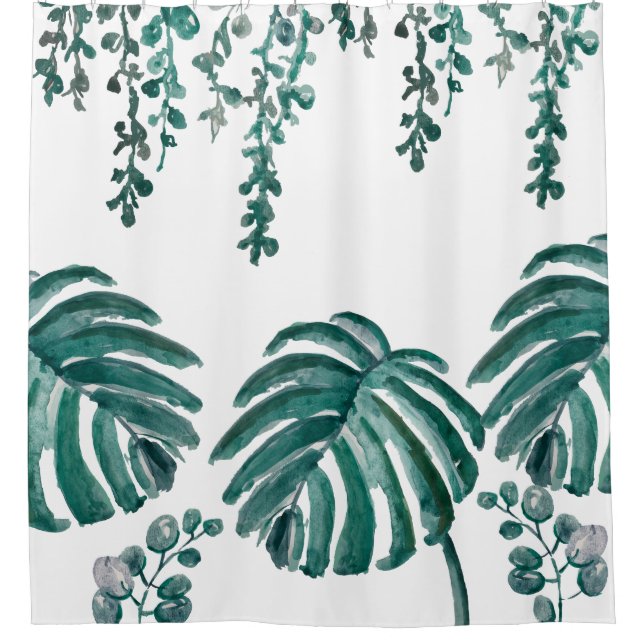 Botanical Fern Leaf Pattern Shower Curtain (Front)