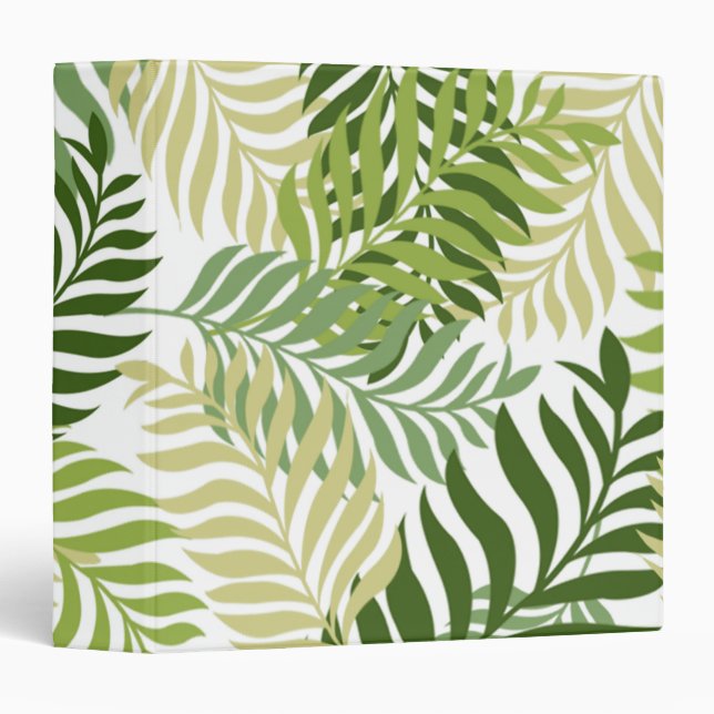 Botanical Fern Leaves Pattern on White Binder (Front/Spine)