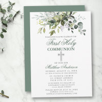 Botanical First Communion Silver Sage Green