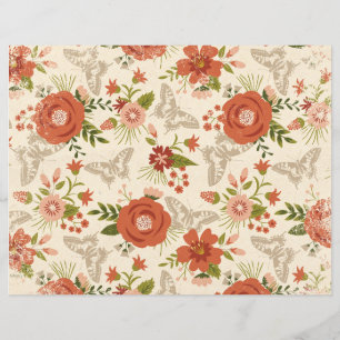 Botanical Floral and Butterfly Scrapbooking Paper