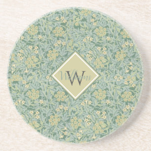 Botanical Floral Antique Pattern Teal and Yellow   Coaster