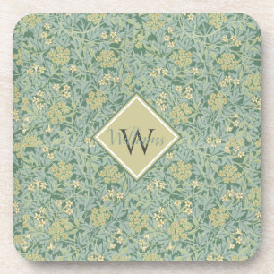 Botanical Floral Antique Pattern Teal and Yellow   Coaster