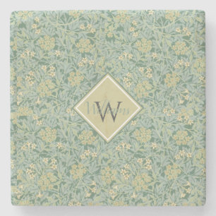 Botanical Floral Antique Pattern Teal and Yellow   Stone Coaster