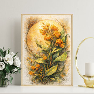 Botanical floral art   vintage flower illustration poster