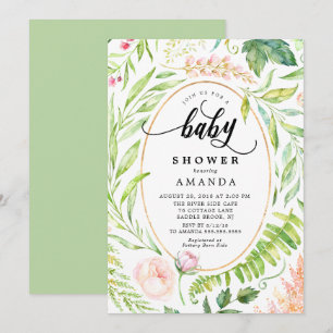 Botanical Floral Baby Shower Invitation
