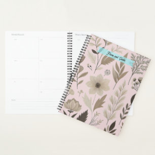 Botanical Floral Blush and Taupe Planner