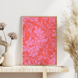 Botanical Floral Boho Art Design in Pink and Red Poster<br><div class="desc">Botanical Floral Boho Art Design in Pink and Red</div>