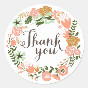 Botanical Floral Bridal Shower Thank You Classic Round Sticker