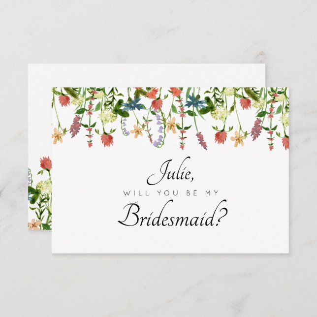 Botanical Floral Bridesmaid Card (Front/Back)