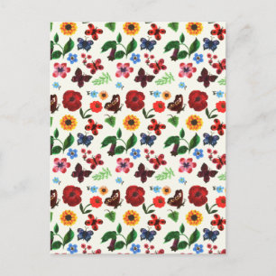Botanical Floral Butterfly Postcard