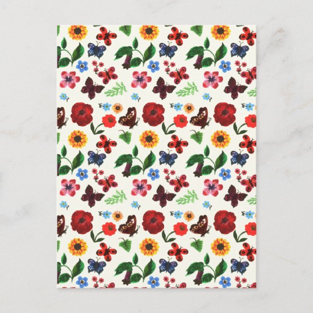 Botanical Floral Butterfly Postcard (Front)