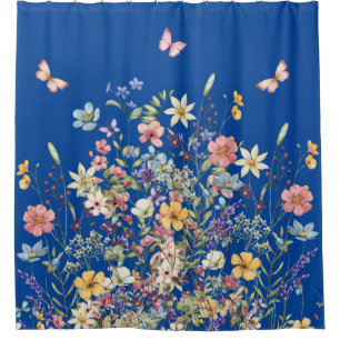 Botanical Floral Cobalt Blue