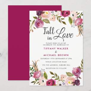 Botanical Floral Fall In Love All Seasons Wedding Invitation