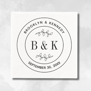 Botanical Floral Fun Monogram Wedding Couple Name Napkin