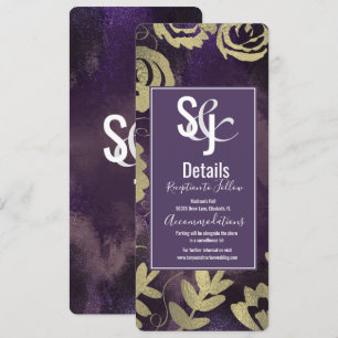 Botanical Floral Garden Rose Gold Purple Wedding Invitation