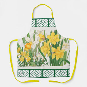 Botanical Floral Green and Yellow Apron
