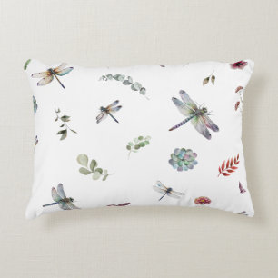 Botanical Floral Greenery Watercolor Pattern Accent Pillow