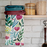 Botanical floral illustration  kitchen towel<br><div class="desc">Botanical floral illustration . Cute watercolor botanical garden illustration with flowers and branches.</div>
