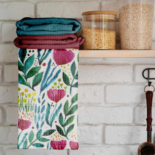 Botanical floral illustration  kitchen towel