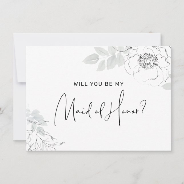 Botanical Floral Illustration Maid of Honour Card (Front)
