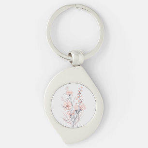 Botanical Floral Illustration Minimal Nature Aes Keychain