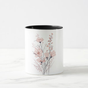 Botanical Floral Illustration   Minimal Nature Aes Mug