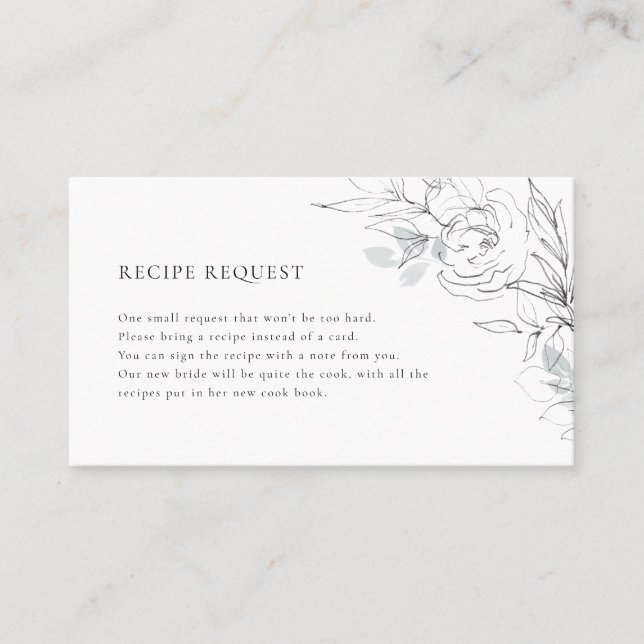 Botanical Floral Illustration Recipe Request Card (Front)