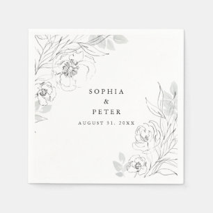 Botanical Floral Illustration Wedding Napkin