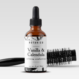 Botanical Floral Ingredients Black White Labels