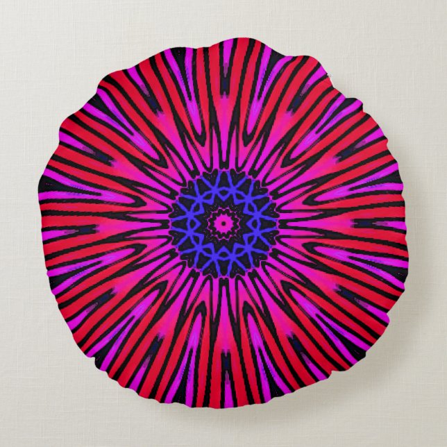 Botanical Floral Mandala  Round Pillow (Back)