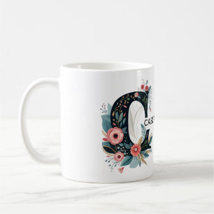 Botanical Floral Monogram Letter C Personalizable Coffee Mug