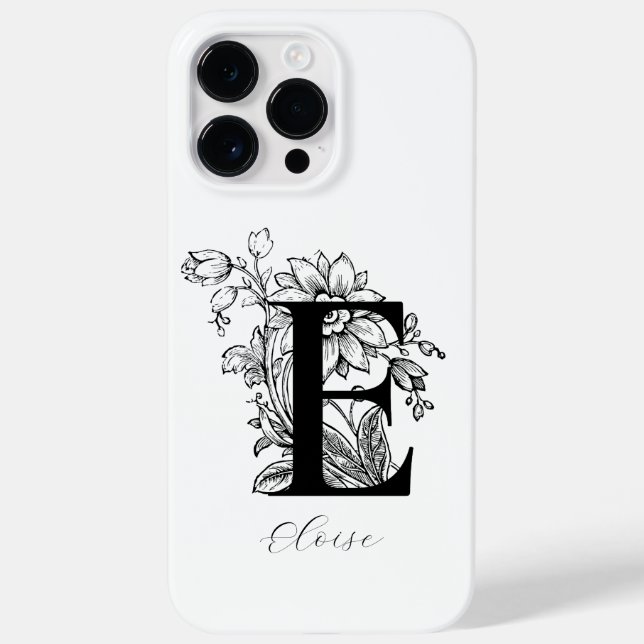 Botanical Floral Monogram Letter E Name   Case-Mate iPhone Case (Back)