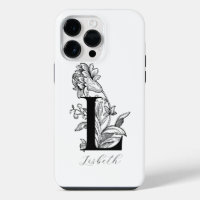 Botanical Floral Monogram Letter L Name       