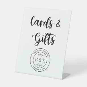 Botanical Floral Monogram Wedding Cards & Gifts Pedestal Sign